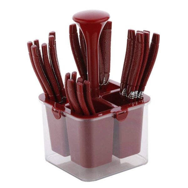 Plantex Oppo Cutlery Set with Storage Box/Spoon Set/Spoon Stand for Kitchen and Dining (24 Pieces - Brown) - Image 2