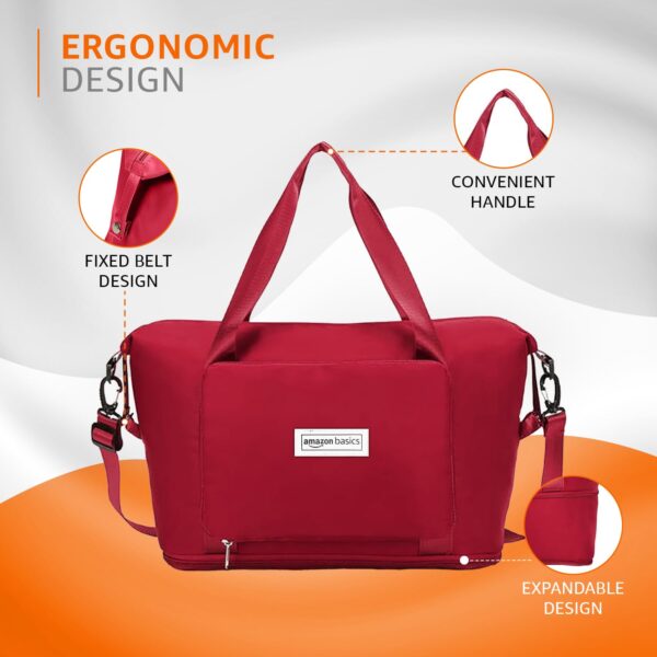 Amazon Basic Travelling Bags for Women, Luggage Bags for Travel, Travel Bags for Luggage Handbags for Women Big Size, Vanity Bag for Women, Duffle Bags for Travel (Red) - Image 5