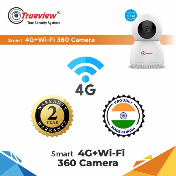 Trueview 4G Sim Based + Wi Fi Based Smart CCTV Camera for Home | Baby Monitoring Servelance | Indoor Camera for Home (4G Smart Camera) - Image 2