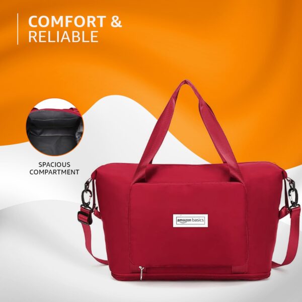 Amazon Basic Travelling Bags for Women, Luggage Bags for Travel, Travel Bags for Luggage Handbags for Women Big Size, Vanity Bag for Women, Duffle Bags for Travel (Red) - Image 4
