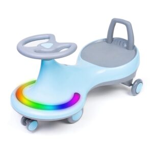 Twister Magical Swing Car for Baby | Led Lights and Musical Rhymes | Kids | 50 kg Upto Kgs Weight Capacity | 12+ Months with Scratch Free Wheels (Baby Blue)