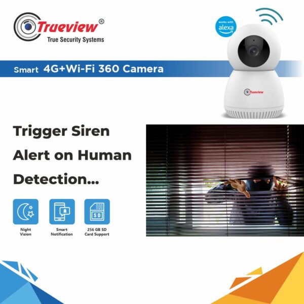 Trueview 4G Sim Based + Wi Fi Based Smart CCTV Camera for Home | Baby Monitoring Servelance | Indoor Camera for Home (4G Smart Camera) - Image 6