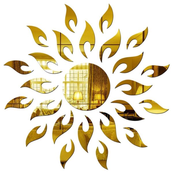 Wall1ders 1.5 Feet Sun Golden, Mirror Stickers for Wall, Acrylic Mirror Wall Decor Sticker, Wall Mirror Stickers, Acrylic Stickers, Wall Stickers for Hall Room, Bed Room, Kitchen. (Gold, Large Size) - Image 2