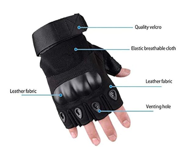 RIGJAK Half Finger Hard Knuckle Motorcycle Army Shooting Tactical Outdoor Breathable Gym & Fitness Riding Gloves for Boys & Men - Image 5