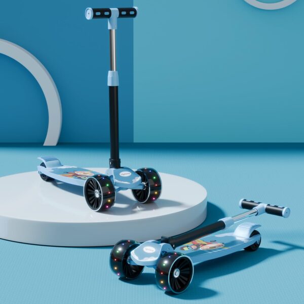 Lifelong Scooter for Kids 3+ Years - Foldable Kids Scooter with LED Wheels & Adjustable Height - Kick Scooter Capacity 50kg- Baby Scooter Toys for 3+ Year Old boy & Girl Skate Scooter, Blue & Black