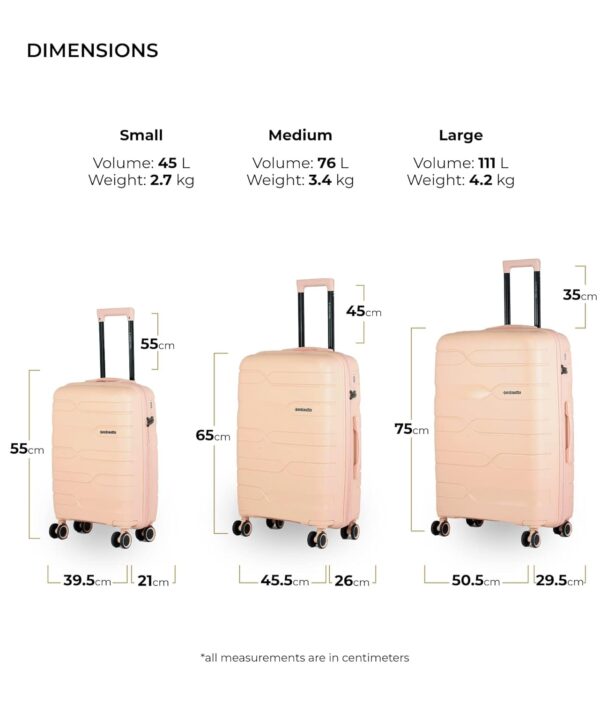 Nasher Miles Paris Hard-Sided Polypropylene Check-in Luggage Peach 28 Inch|75 Cm Spinner Trolley Bag, Large - Image 8