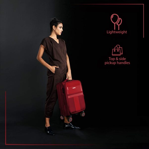 Nasher Miles Toledo Expander Soft-Sided Polyester Check-in Luggage Red 24 inch |65cm Trolley Bag - Image 6