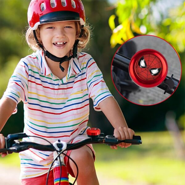 Proberos® Kids Bicycle Bell, Red Super Hero Cartoon Bicycle Bell, Lightweight Steel Bicycle Bell, Durable Bell for Cycle, High Decibel Bicycle Bell Warning Bell Universal for 22mm Tube - Image 6