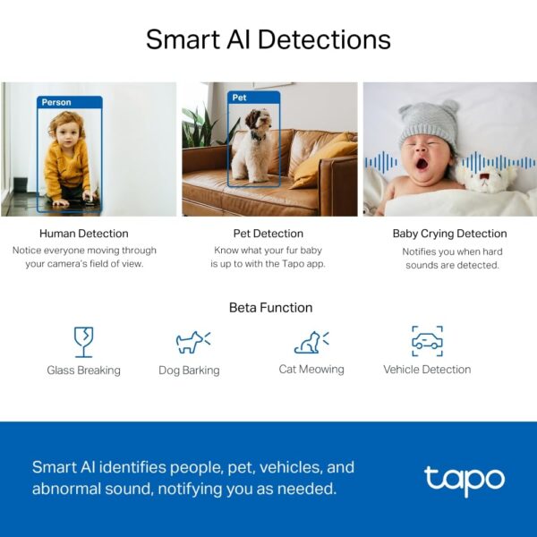 TP-Link Tapo C220 Pan/Tilt Smart Ai 2K 4Mp Qhd 1440P Home Security Wi-Fi Camera| Alexa & Google Assistant Enabled |Night Vision|Two-Way Audio| Motion Detection - Image 6