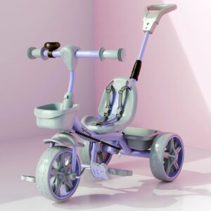 Lifelong Trike Cycle for Kids 2-5 Years – Bike with 3 EVA Wheels, Bell & Basket -Durable Tricycle with Parental Control 30kg Capacity,Lavender Grey