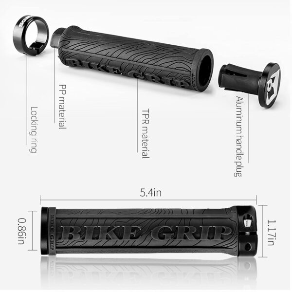 RockBros Bike Handlebar Grips Double Lock-on Bicycle Bar Ends for Mountain MTB BMX 22.2mm Black - Image 4
