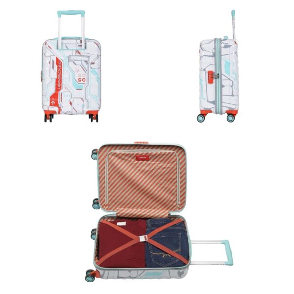 uppercase Cyber Punk (Small) 56Cms|Cabin Inline Trolley Bag For Travel|Polycarbonate Hardshellsided Printed Luggage|Combination Lock|8 Wheel Inline Trolley Bag|Suitcase For Unisex| (White),H-55.5 cms - Image 4