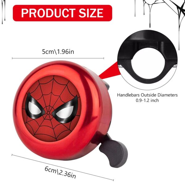 Proberos® Kids Bicycle Bell, Red Super Hero Cartoon Bicycle Bell, Lightweight Steel Bicycle Bell, Durable Bell for Cycle, High Decibel Bicycle Bell Warning Bell Universal for 22mm Tube - Image 2