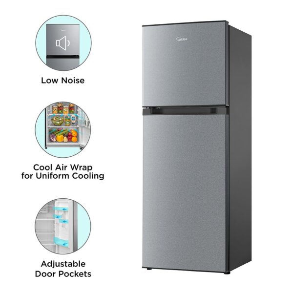 Midea 233 L 2 Star Frost Free Convertible, Real Inverter Double Door Refrigerator (MDRT359FGI50, Crystal Silver, 2023 Model) - Image 4