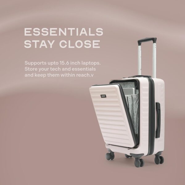 THE ASSEMBLY Cabin 4 Spinner Wheels Luggage Polycarbonate 55 Cms - Premium Hard-Sided Suitcase Trolley For Flight Travel With Tsa Lock- Desert Ivory-Stark - Image 7
