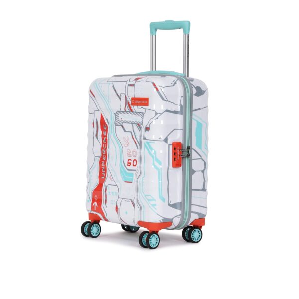 uppercase Cyber Punk (Small) 56Cms|Cabin Inline Trolley Bag For Travel|Polycarbonate Hardshellsided Printed Luggage|Combination Lock|8 Wheel Inline Trolley Bag|Suitcase For Unisex| (White),H-55.5 cms - Image 2