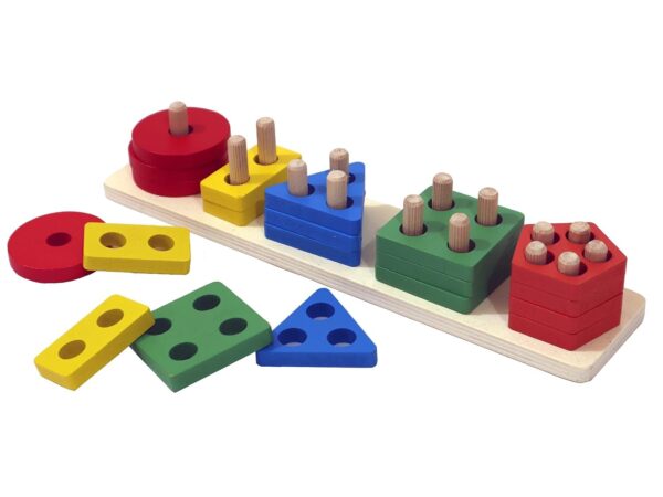 MKY Wooden Intellectual Geometric Shape Matching Five Column Blocks Toys and Stunt Tricycle Bump & Go 360 Degree Rotating Spot Stunt Dancing Motorcycle (Combo of 2) - Image 2