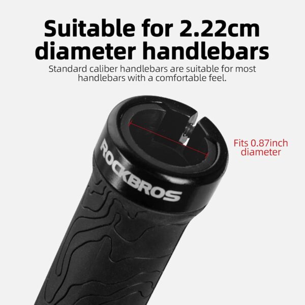 RockBros Bike Handlebar Grips Double Lock-on Bicycle Bar Ends for Mountain MTB BMX 22.2mm Black - Image 3
