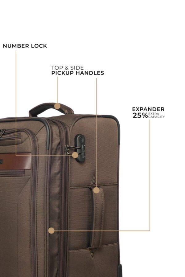 Nasher Miles Berlin Expander Soft-Sided Polyester Front Laptop Compartment Check-in Luggage Brown 28 inch |75cm Trolley Bag - Image 6
