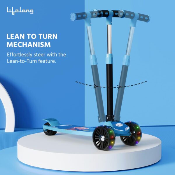 Lifelong Scooter for Kids 3+ Years - Foldable Kids Scooter with LED Wheels & Adjustable Height - Kick Scooter Capacity 50kg- Baby Scooter Toys for 3+ Year Old boy & Girl Skate Scooter, Blue & Black - Image 4
