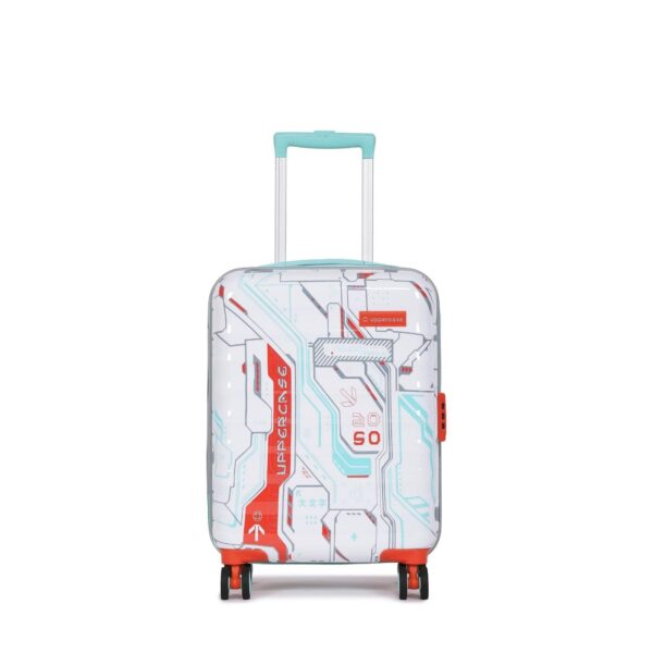 uppercase Cyber Punk (Small) 56Cms|Cabin Inline Trolley Bag For Travel|Polycarbonate Hardshellsided Printed Luggage|Combination Lock|8 Wheel Inline Trolley Bag|Suitcase For Unisex| (White),H-55.5 cms - Image 3