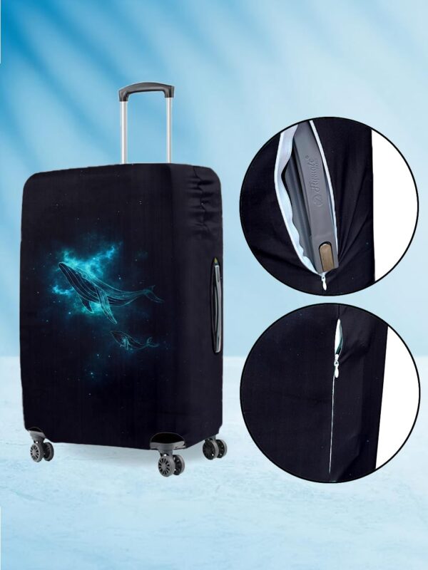 Cortina Luggage Cover Trolley Travel Covers Washable Dust Proof Anti-Scratch Suitcase Protector, Medium-Black-Blue - Image 3