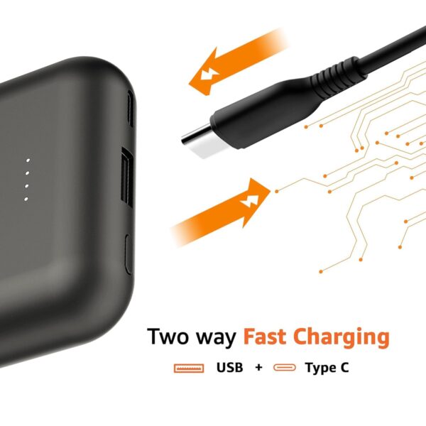 Amazon Basics 10000 mAh 22.5W Ultra Fast Charging Power Bank | Type C Power Delivery (Input& Output) | Quick Charge | Two-Way Fast Charging | Made in India (Grey) - Image 7