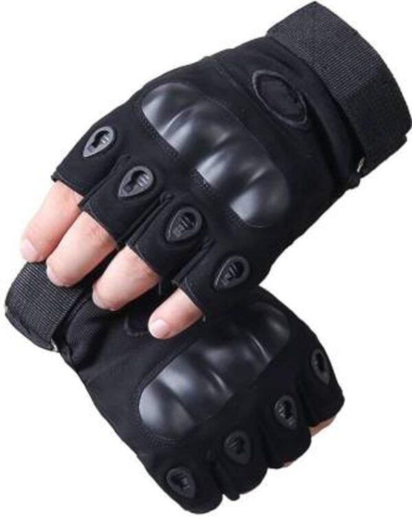 RIGJAK Half Finger Hard Knuckle Motorcycle Army Shooting Tactical Outdoor Breathable Gym & Fitness Riding Gloves for Boys & Men