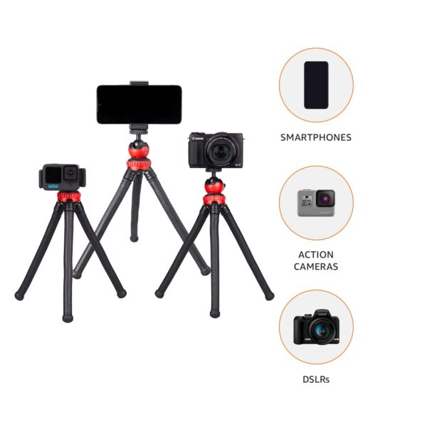 Amazon Basics Flexi Octopus Tripod with 360-Degree Rotating Head with Phone Mount, Ideal for DSLR, Action Cameras, Ring Lights, Panel Reflectors, Umbrellas, and Flashlights - Image 6