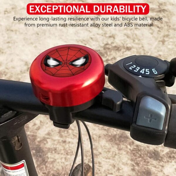 Proberos® Kids Bicycle Bell, Red Super Hero Cartoon Bicycle Bell, Lightweight Steel Bicycle Bell, Durable Bell for Cycle, High Decibel Bicycle Bell Warning Bell Universal for 22mm Tube - Image 5