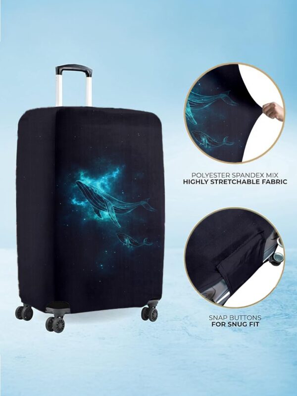 Cortina Luggage Cover Trolley Travel Covers Washable Dust Proof Anti-Scratch Suitcase Protector, Medium-Black-Blue - Image 7