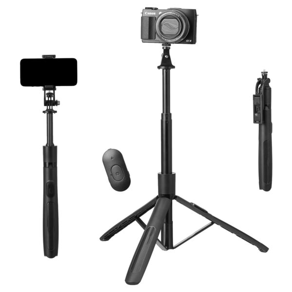 Amazon Basics 5 feet Long Selfie Stick Tripod | Extra Stable, Anti Shake, 1/4" Screw for Mirrorless/Action Camera/Ring Light Gopro,Black - Image 2