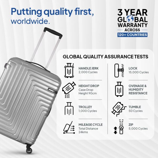 American Tourister Ivy Nxt 55CM Small Hard Luggage Polycarbonate Cabin Trolley Bags for Travel with Mounted TSA Lock for Men & Women - Silver - Image 7