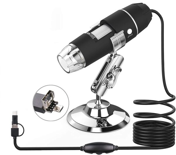 Tobo USB Microscope Camera 40X to 1000X, Cainda Digital Microscope with Metal Stand & Carrying Case, Compatible with Android Windows Linux Mac, Portable Microscope Camera for Kids Students Adults 3x1 - TD-584IM-01 - Image 2
