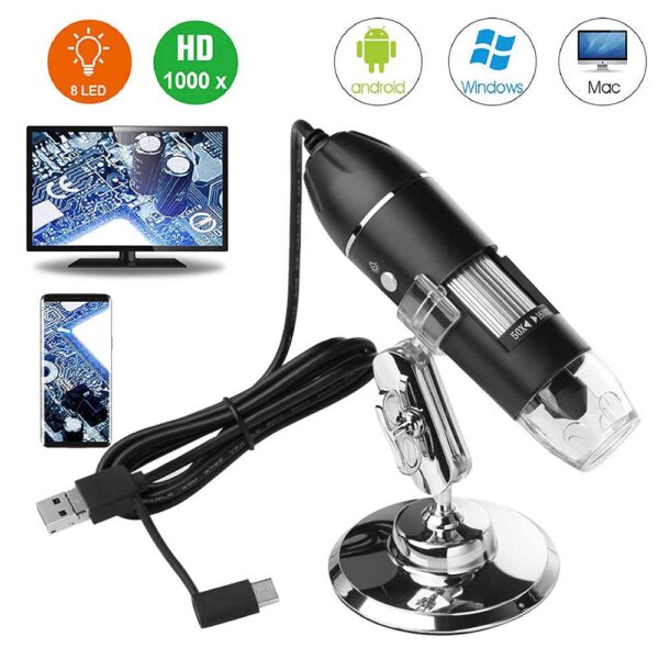 Tobo USB Microscope Camera 40X to 1000X, Cainda Digital Microscope with Metal Stand & Carrying Case, Compatible with Android Windows Linux Mac, Portable Microscope Camera for Kids Students Adults 3x1 - TD-584IM-01 - Image 8