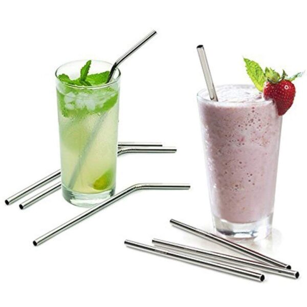Decorcrafts Stainless Steel Straws for Drinking with Brushes Pack of 10Pieces (4 Bent + 4 Straight + 2 Brushes) Long Steel Straws for Drinking Juice & Drinks for Kids and Adults - Image 8