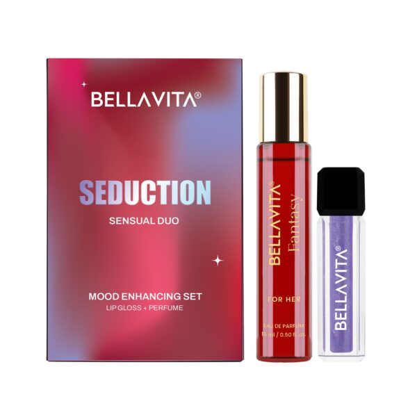 BELLAVITA Mood Enhancing Seduction Lip Gloss and Perfume Combo pack | Gift set | Mood Duos Perfume 15ml & Mood Matching pH Adapting Lip Gloss 4ml | Hydrating and Glossy Finish - Image 2