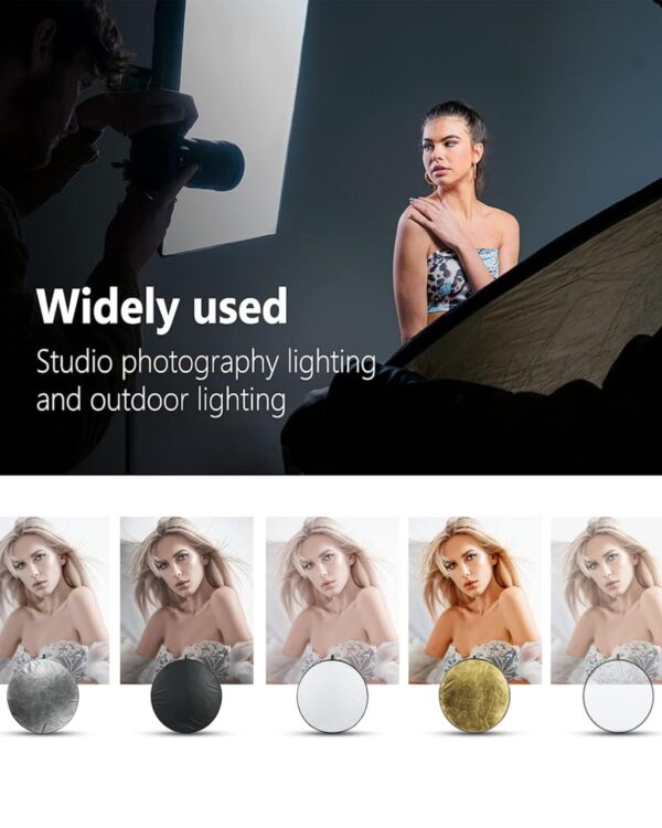 5 in 1 Reflector, Reflector Camera Reflector 30cm, Silver, Gold for Studio Photography, Light Reflector, Reflector Photography Accessories, Camera Accessories for Photography - Image 4