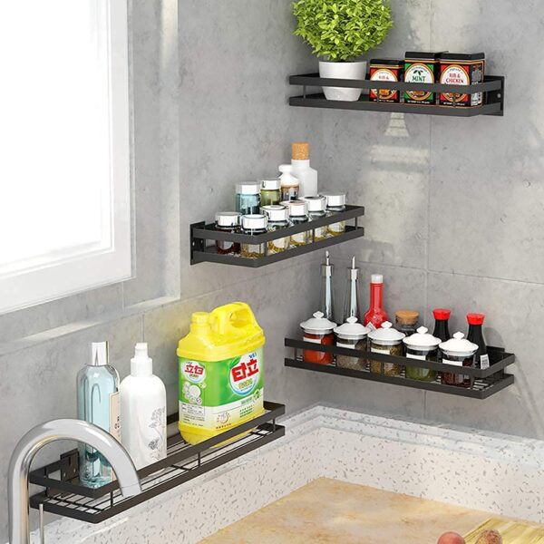 Shiok Decor Metal Spice Rack Organiser Wall Mounted, Hanging Seasoning Spice Rack Shelf Holder, Storage for Kitchen Cabinet (Black) set of 2 Make in INDIA - Image 7