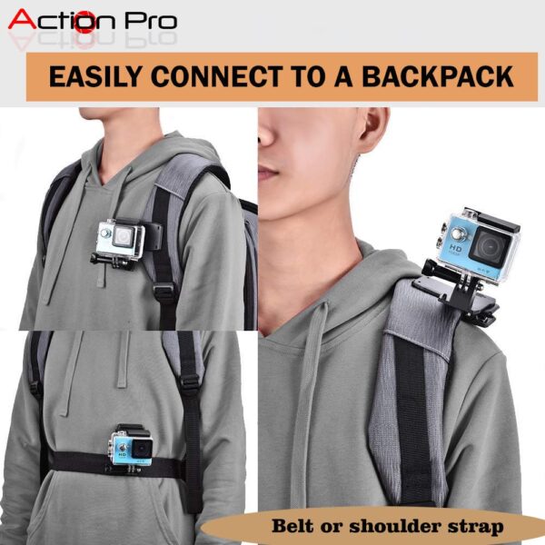 Action Pro Versatile 360° Rotary Backpack Mount Kit, Compatible with GoPro Hero 13/12/11/10/9/8/7/6/5/4/Eken/Yi and Other Action Cameras for Dynamic Adventure Capture - Image 8