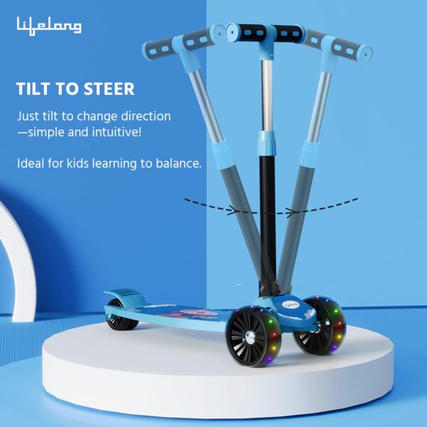 Lifelong Scooter for Kids 3+ Years - Foldable Kids Scooter with LED Wheels & Adjustable Height - Kick Scooter Capacity 50kg- Baby Scooter Toys for 3+ Year Old boy & Girl Skate Scooter, Blue & Black - Image 9