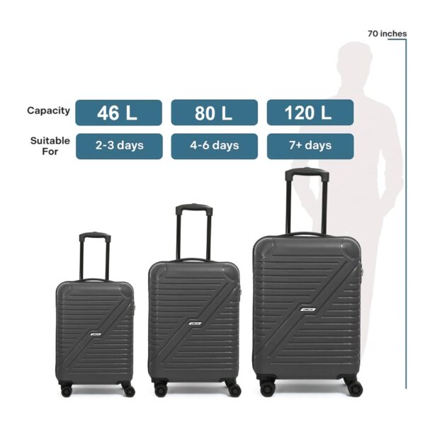 Emblem Gypsy Hard Case Trolley Bag for Travel, Lock System 360 Degree 8 Wheels and Security Zipper - Image 9