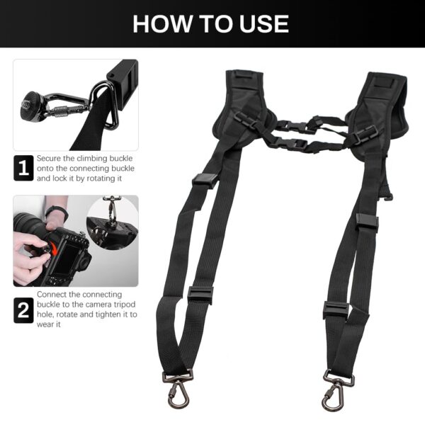 ZORBES® Camera Strap, DSLR Camera Harness Strap Dual Camera Shoulder Strap Breathable Shoulder Camera Carrier Strap Quick Release Universal Sling Camera Belt Multi-Camera Gear for DSLR/SLR Classic Tan - Image 7