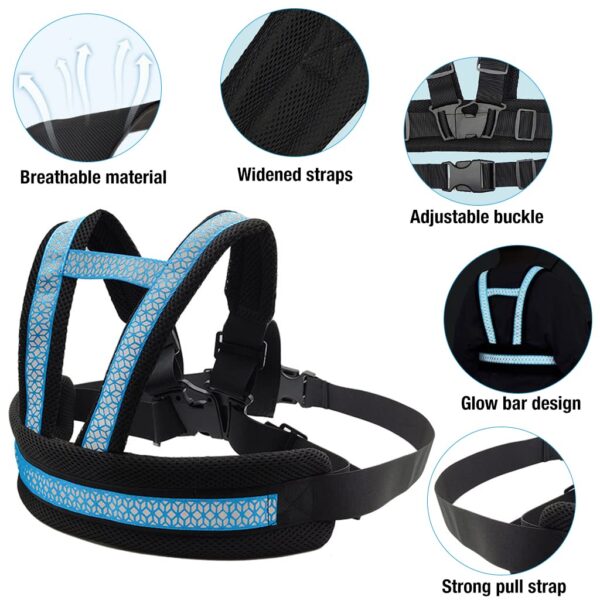 Venzina® Safety Harness Belt for Kids Child Safety Belt for Two Wheeler Motorcycle Scooter Safety Belt for Kids with Reflective Strips Adjustable Kids Motorcycle Harness Belt (2-12 Years) - Blue - Image 3