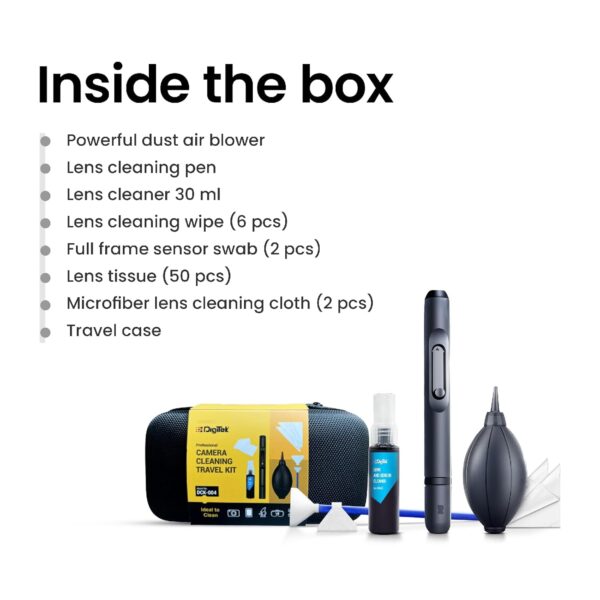 Digitek (DCK-004) Professional 8-in-1 Camera Cleaning Travel Kit, Ideal for Cleaning Lenses, Cameras, Filters, Displays - Image 4