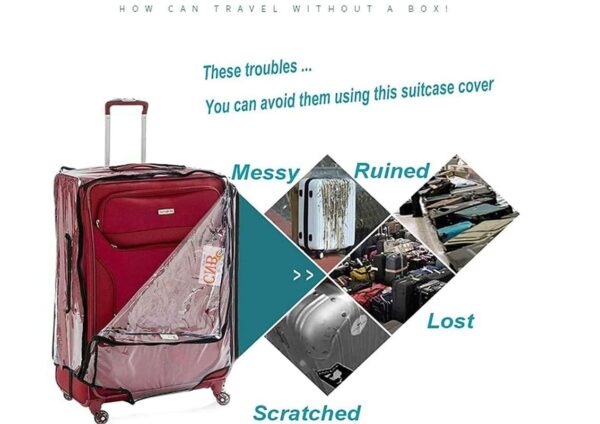 CNB Hard & Soft Luggage PVC Waterproof Trolley Bag/Suitacse Cover with Zip (Transparent, 22 Inch, 1 Piece) - Image 3