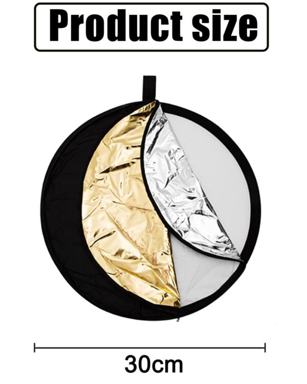 5 in 1 Reflector, Reflector Camera Reflector 30cm, Silver, Gold for Studio Photography, Light Reflector, Reflector Photography Accessories, Camera Accessories for Photography - Image 3