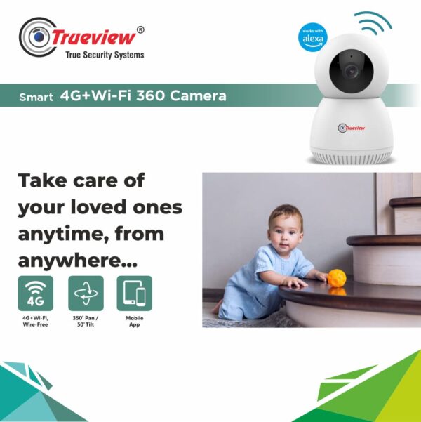 Trueview 4G Sim Based + Wi Fi Based Smart CCTV Camera for Home | Baby Monitoring Servelance | Indoor Camera for Home (4G Smart Camera) - Image 5
