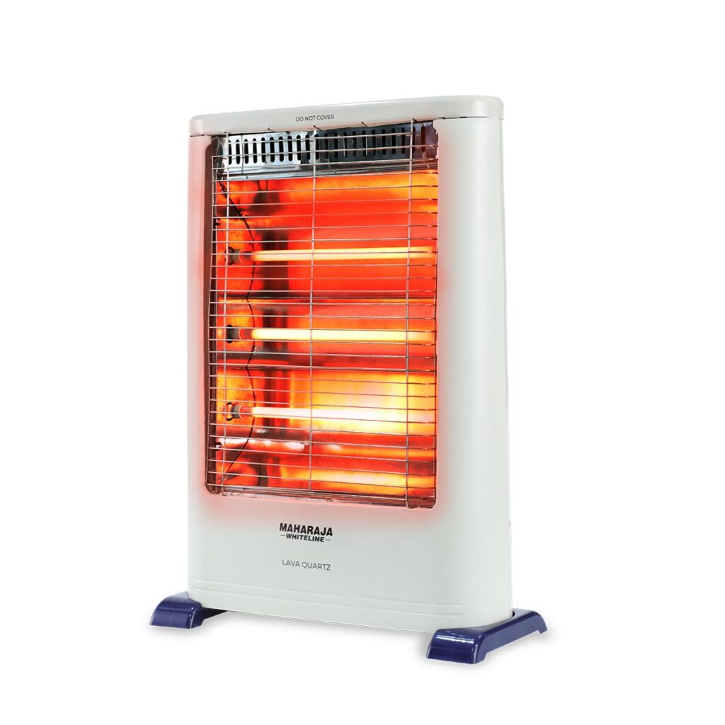Maharaja Whiteline Lava Quartz Adjustable Room Heater, 3 Quartz Heating Elements, 1200 watt – 1 Year Warranty (White)