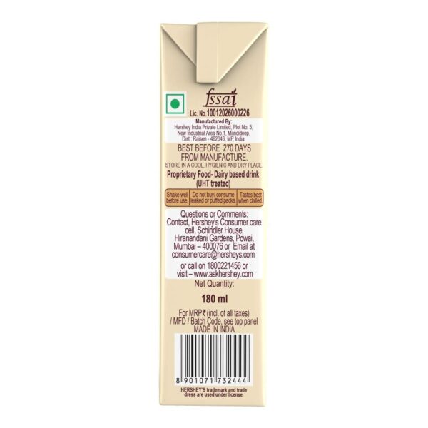 HERSHEY'S Cookies N Cream Flavored Milkshake | Enriched with Calcium | 180Ml - Pack of 6 - Cookies N Cream Flavor - Image 4